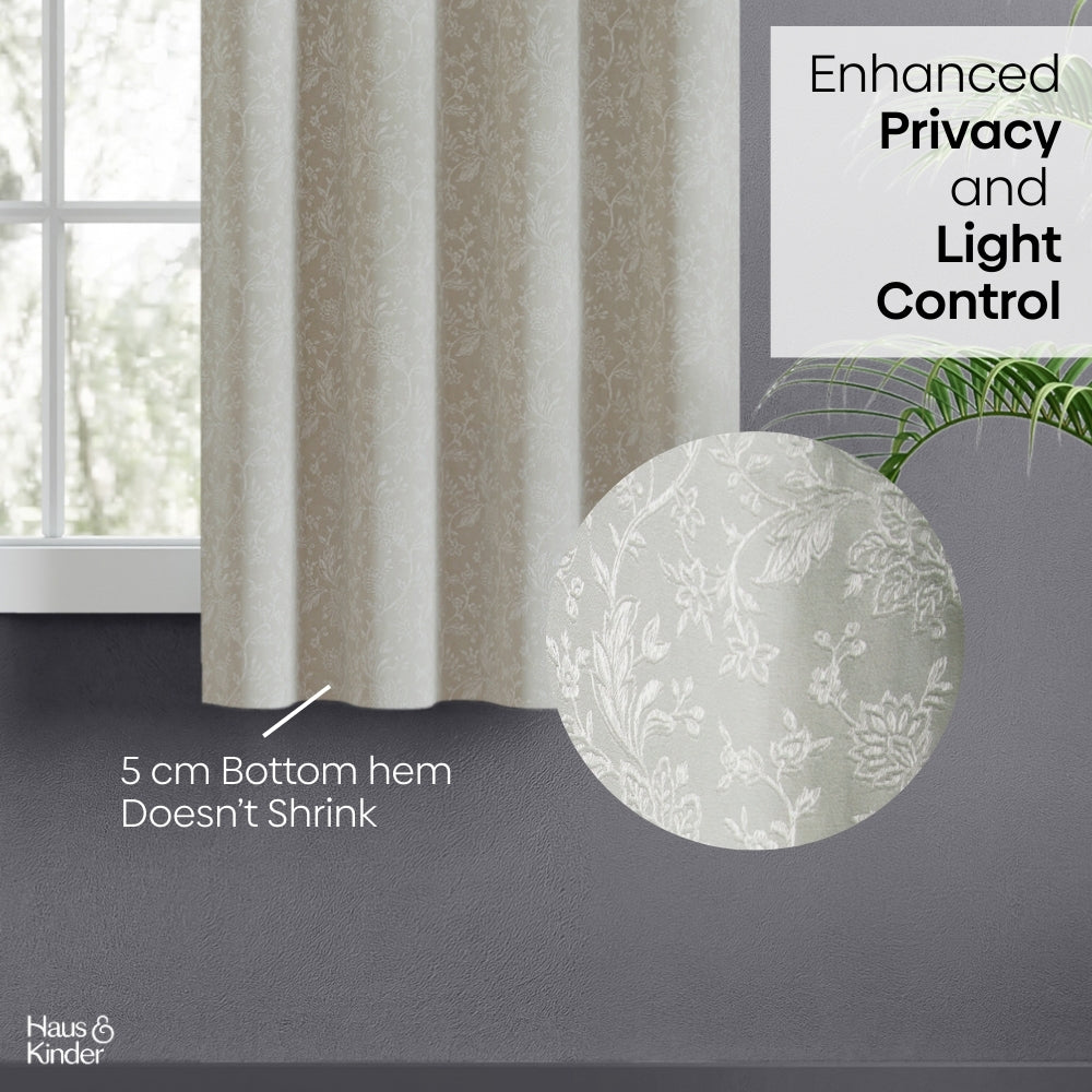 Poly Cotton Jacquard Curtains Frosted Garden, Pista