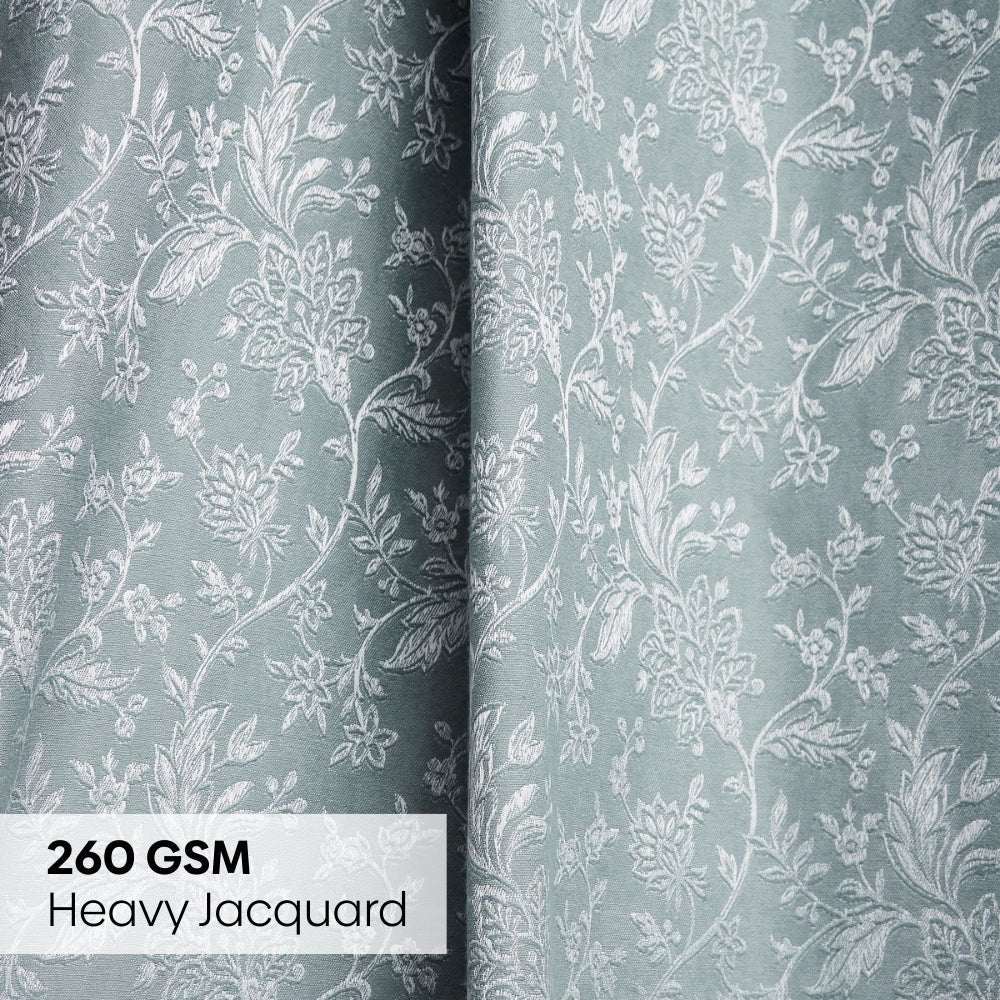 Poly Cotton Jacquard Curtains Twilight Bloom, Firozi - Jacquard Curtains | haus & kinder