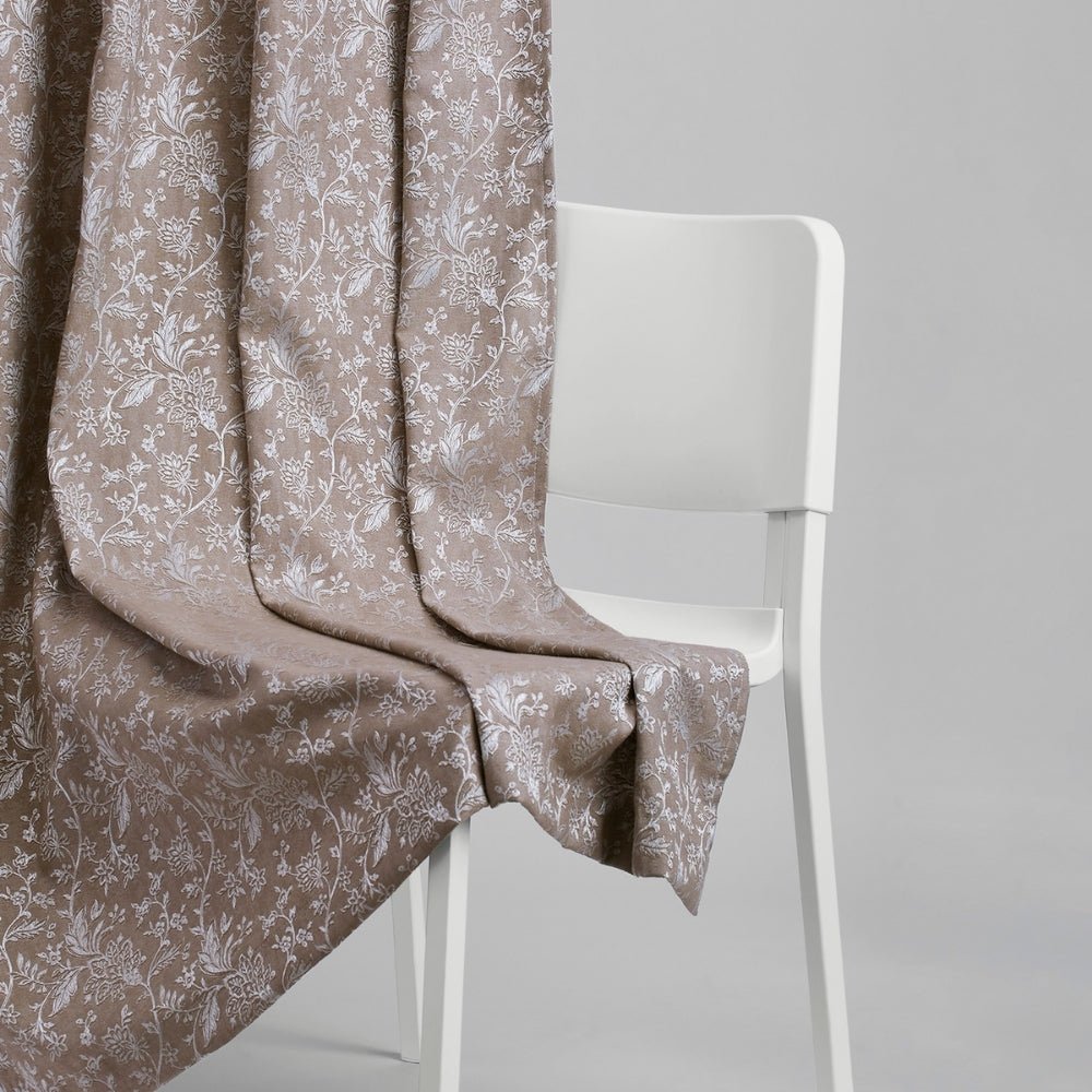 Poly Cotton Jacquard Curtains Shadow Garden, Coffee - Jacquard Curtains | haus & kinder