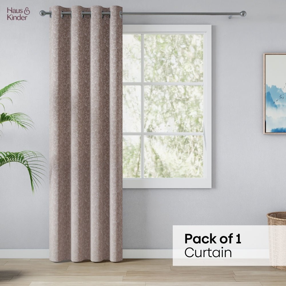 Poly Cotton Jacquard Curtains Shadow Garden, Coffee - Jacquard Curtains | haus & kinder