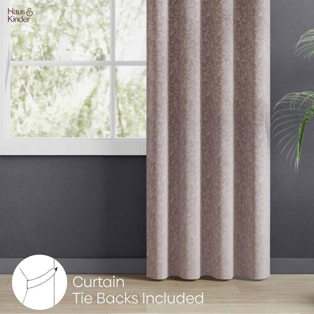 Poly Cotton Jacquard Door Curtains Shadow Garden, Coffee