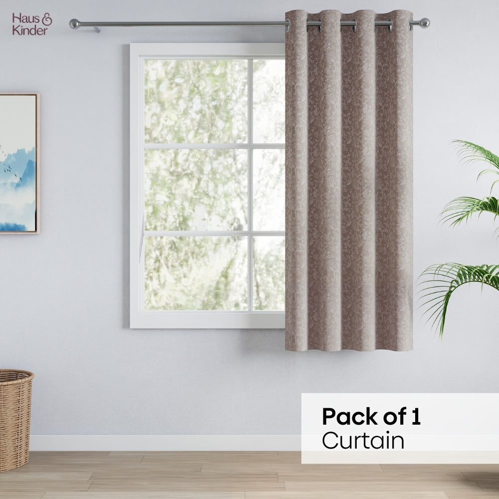 Poly Cotton Jacquard Curtains Shadow Garden, Coffee