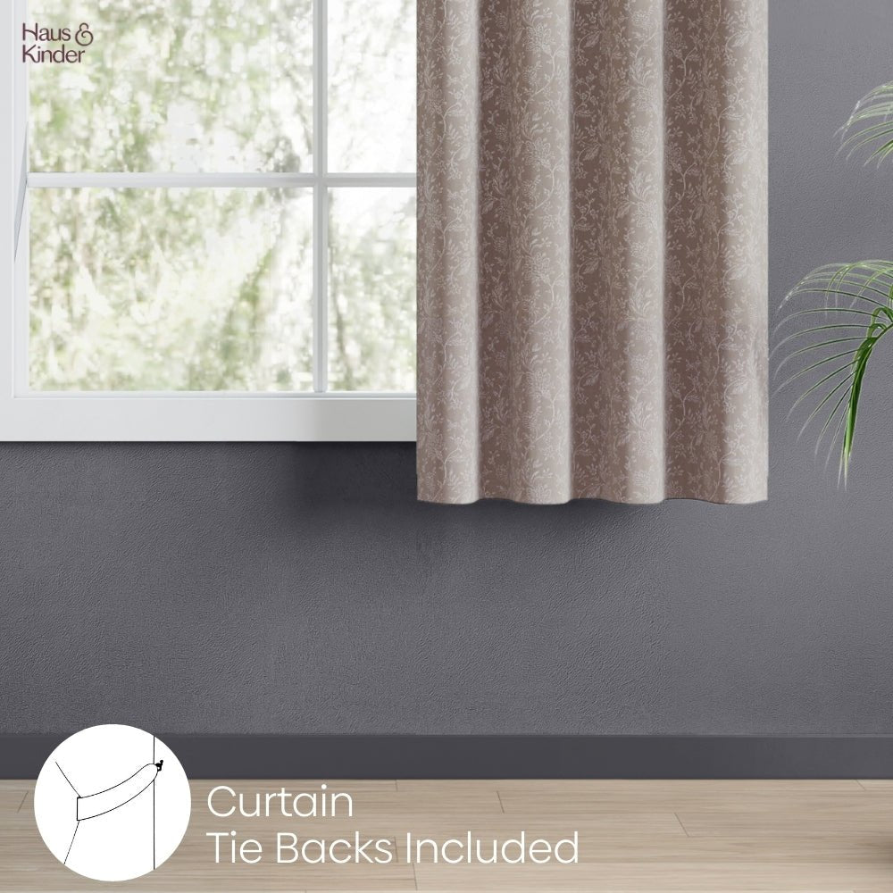 Poly Cotton Jacquard Curtains Shadow Garden, Coffee - Jacquard Curtains | haus & kinder