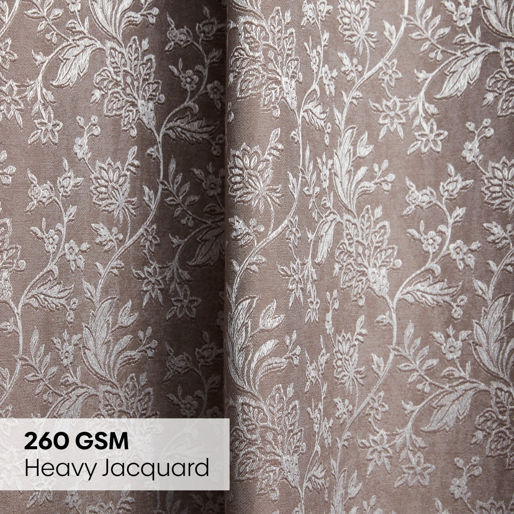 Polyester Jacquard  Window Curtains Shadow Garden, Coffee