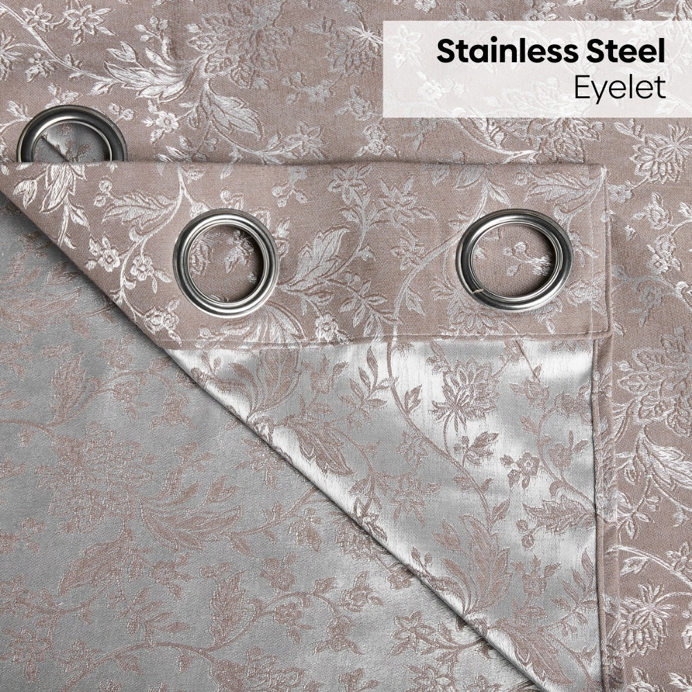 Polyester Jacquard  Window Curtains Shadow Garden, Coffee