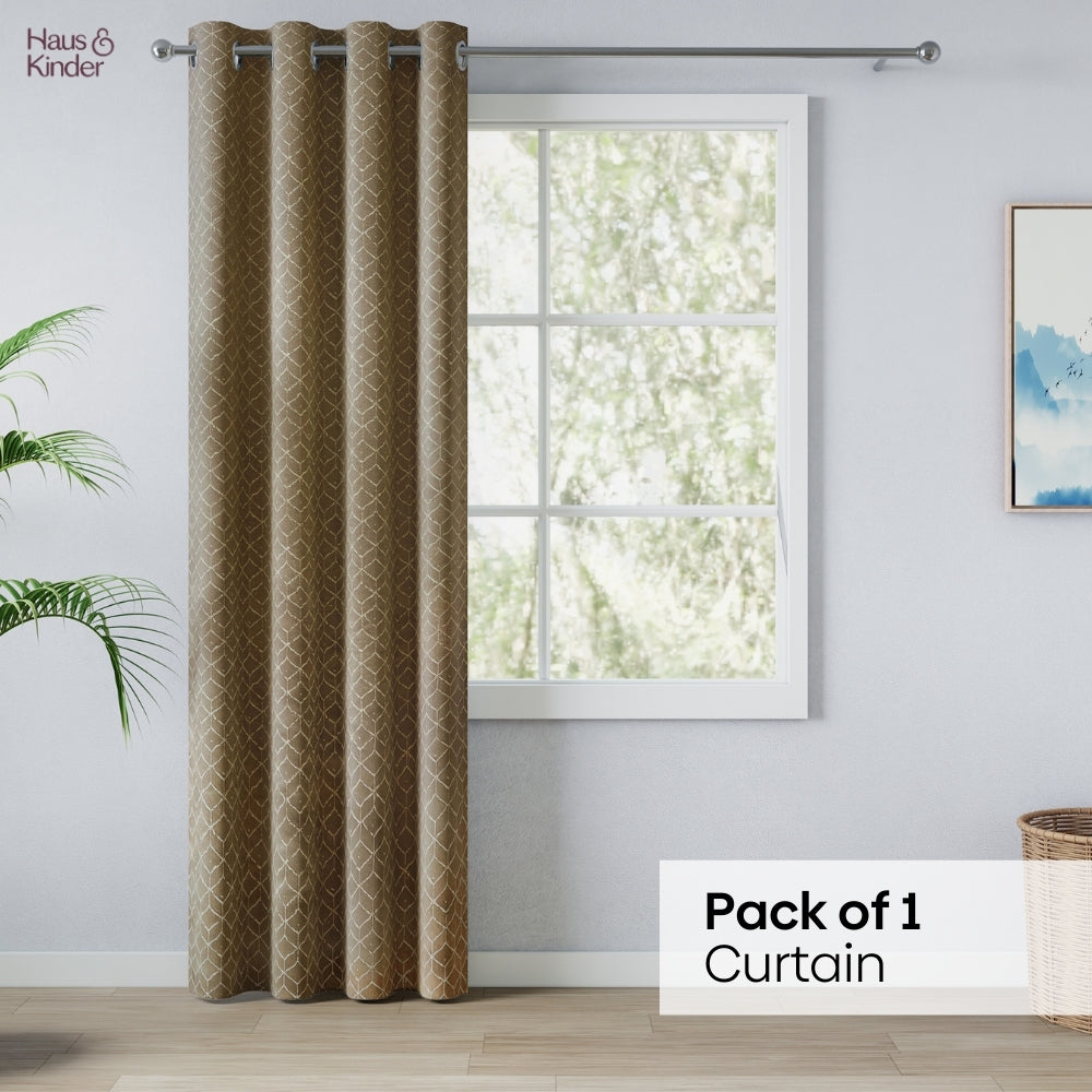 Polyester Jacquard Curtains Urban Lattice, Moss
