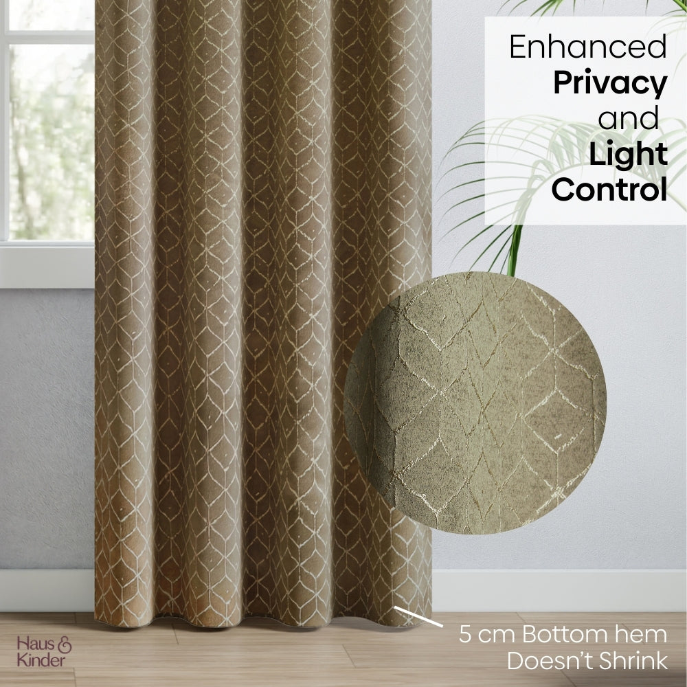 Polyester Jacquard Curtains Urban Lattice, Moss