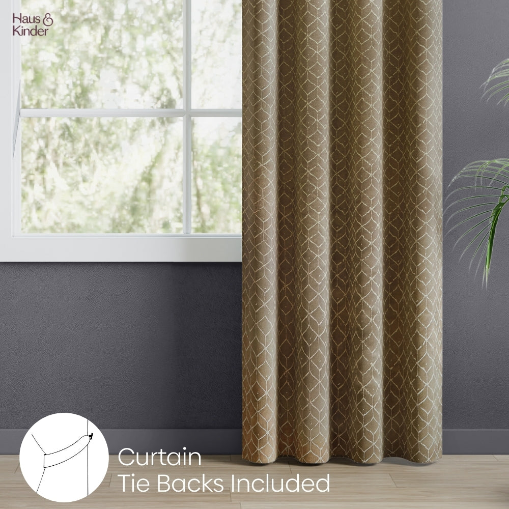 Polyester Jacquard Door Curtains Urban Lattice, Moss