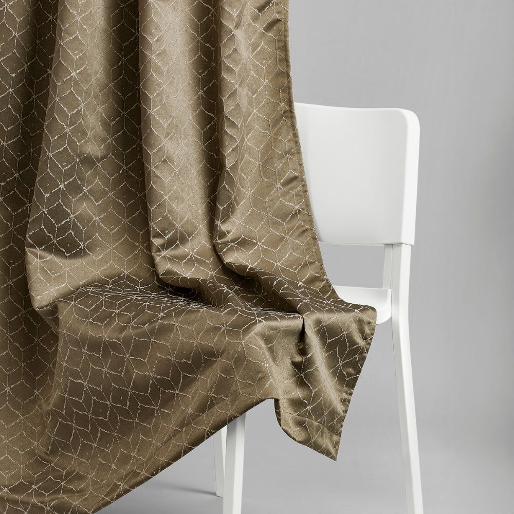 Polyester Jacquard Window Curtains Urban Lattice, Moss