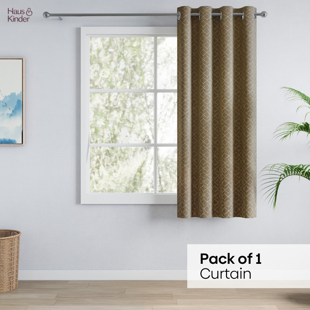 Polyester Jacquard Window Curtains Urban Lattice, Moss