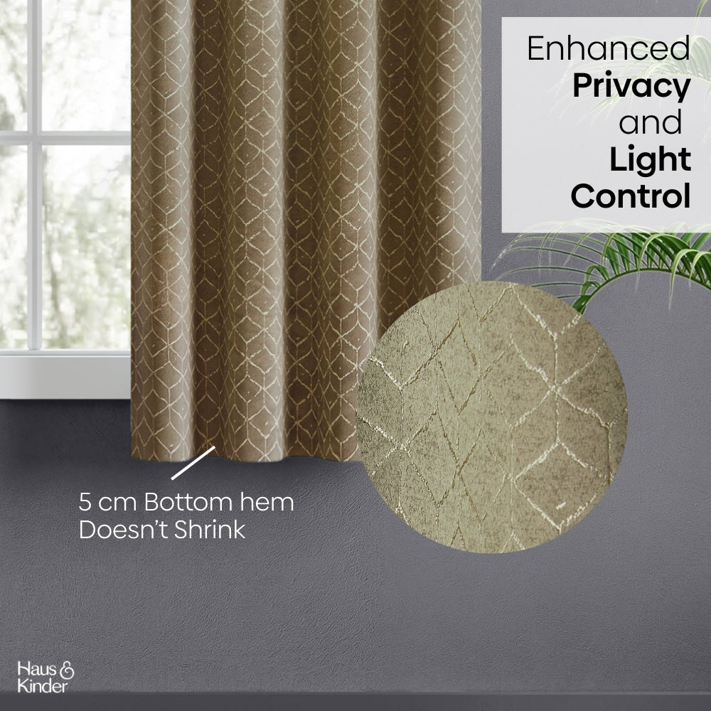 Polyester Jacquard Window Curtains Urban Lattice, Moss