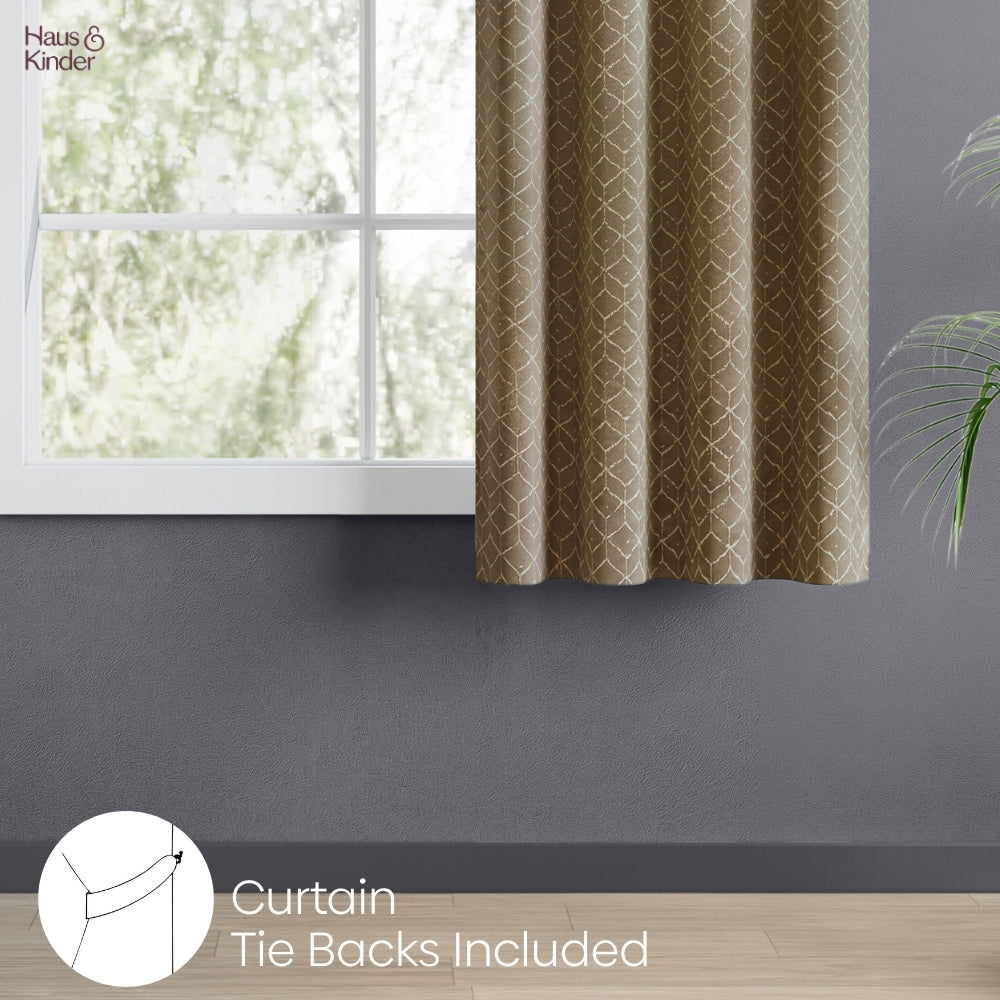 Polyester Jacquard Window Curtains Urban Lattice, Moss