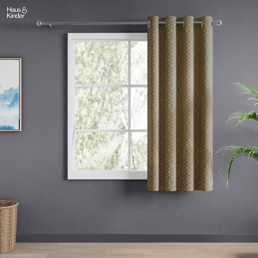 Polyester Jacquard Window Curtains Urban Lattice, Moss