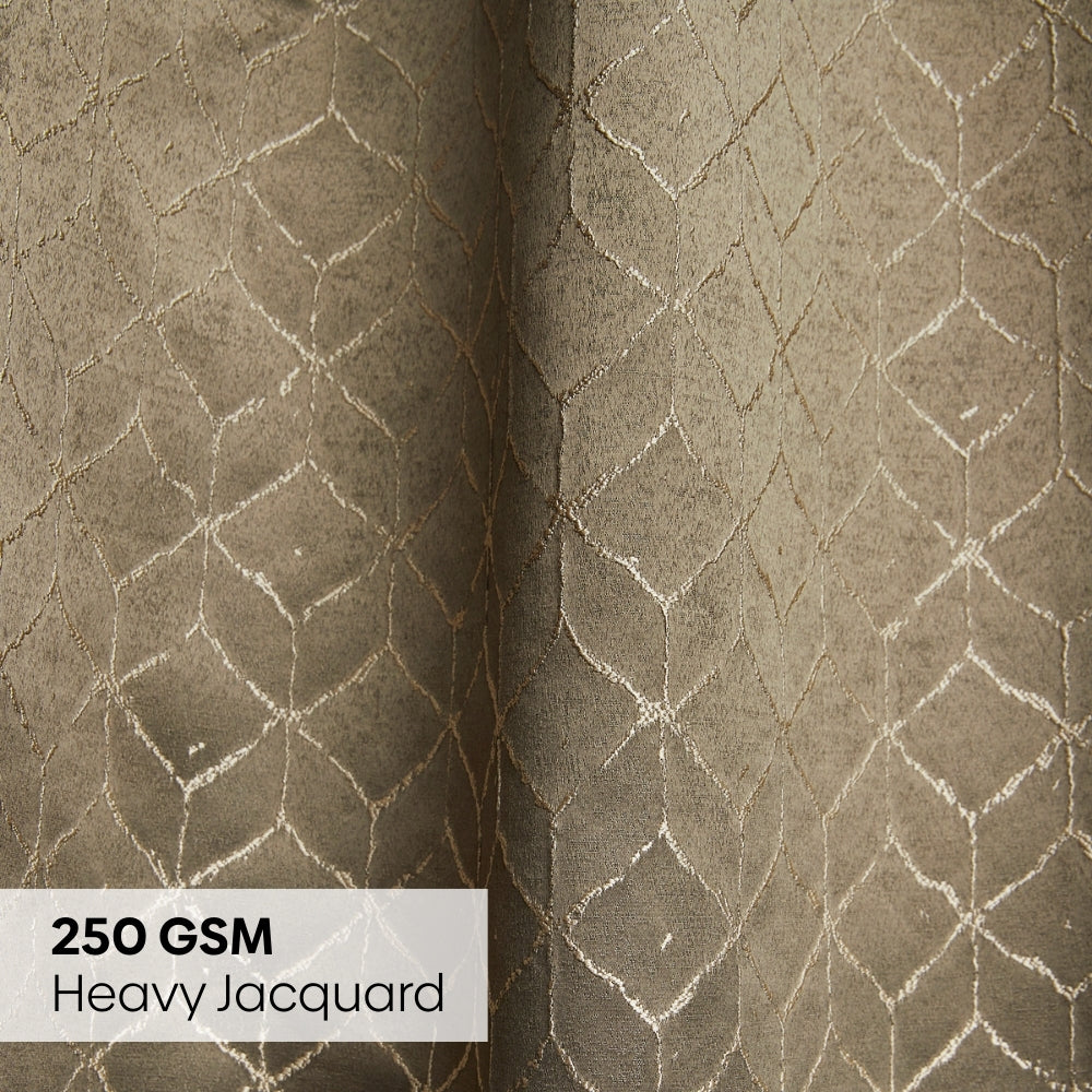 Polyester Jacquard Window Curtains Urban Lattice, Moss