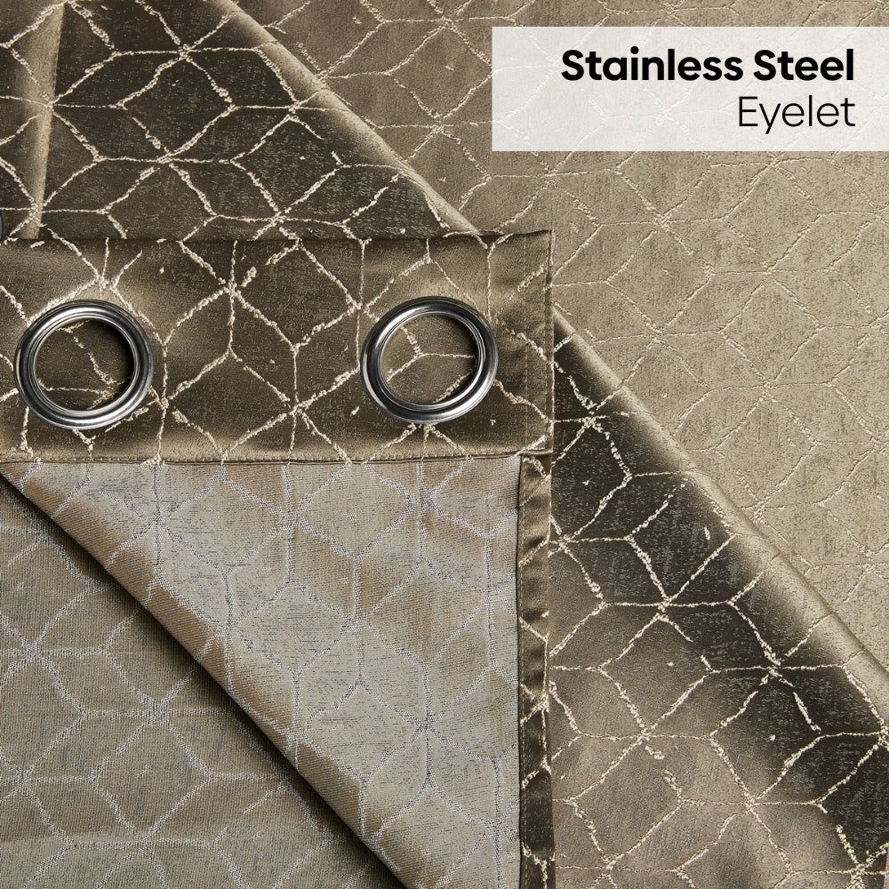 Polyester Jacquard Window Curtains Urban Lattice, Moss