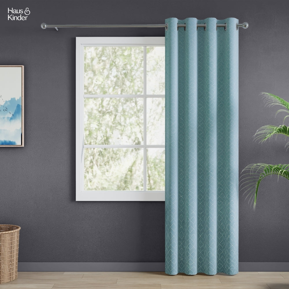 Polyester Jacquard Curtains Mist Lattice, Aqua