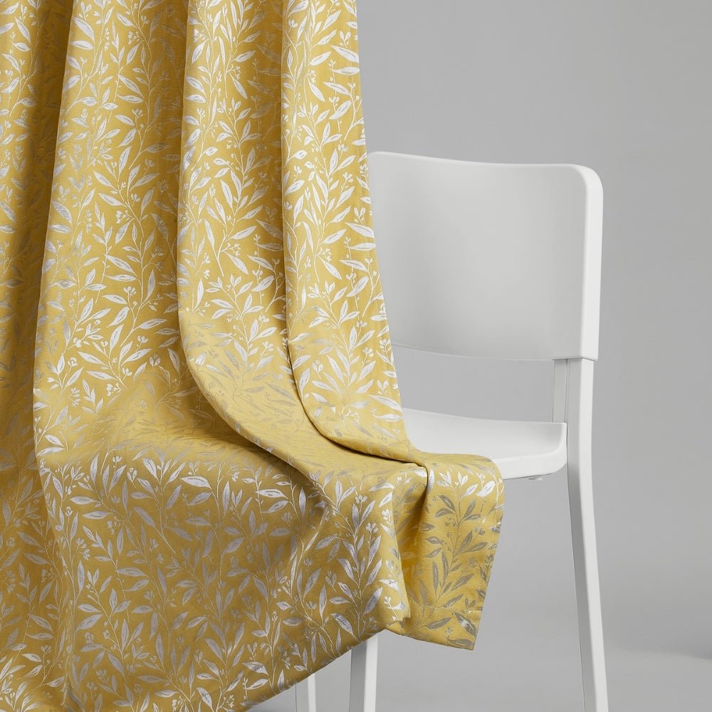 Poly Cotton Jacquard Curtains Lemon Vine Weave, Lemon - Jacquard Curtains | haus & kinder