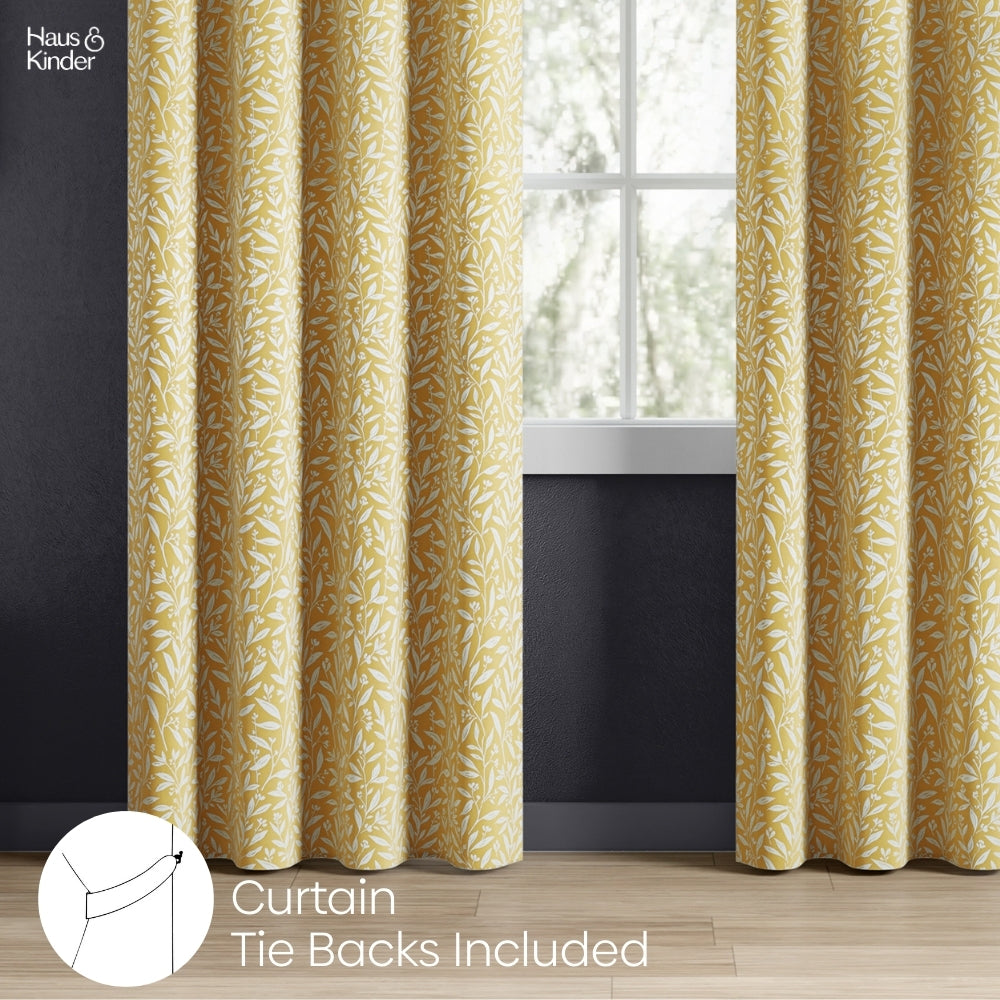 Poly Cotton Jacquard Curtains Lemon Vine Weave, Lemon