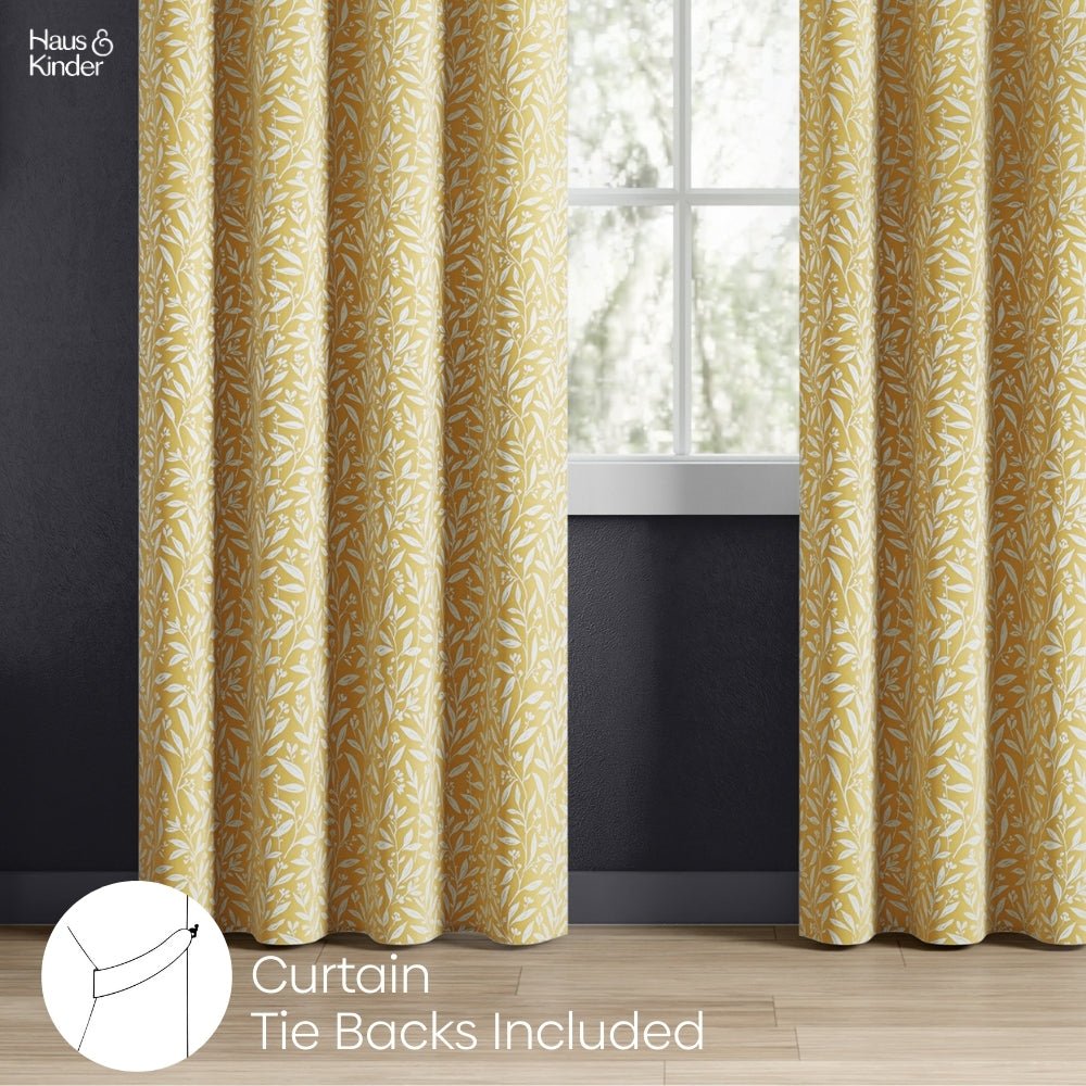 Poly Cotton Jacquard Curtains Lemon Vine Weave, Lemon - Jacquard Curtains | haus & kinder