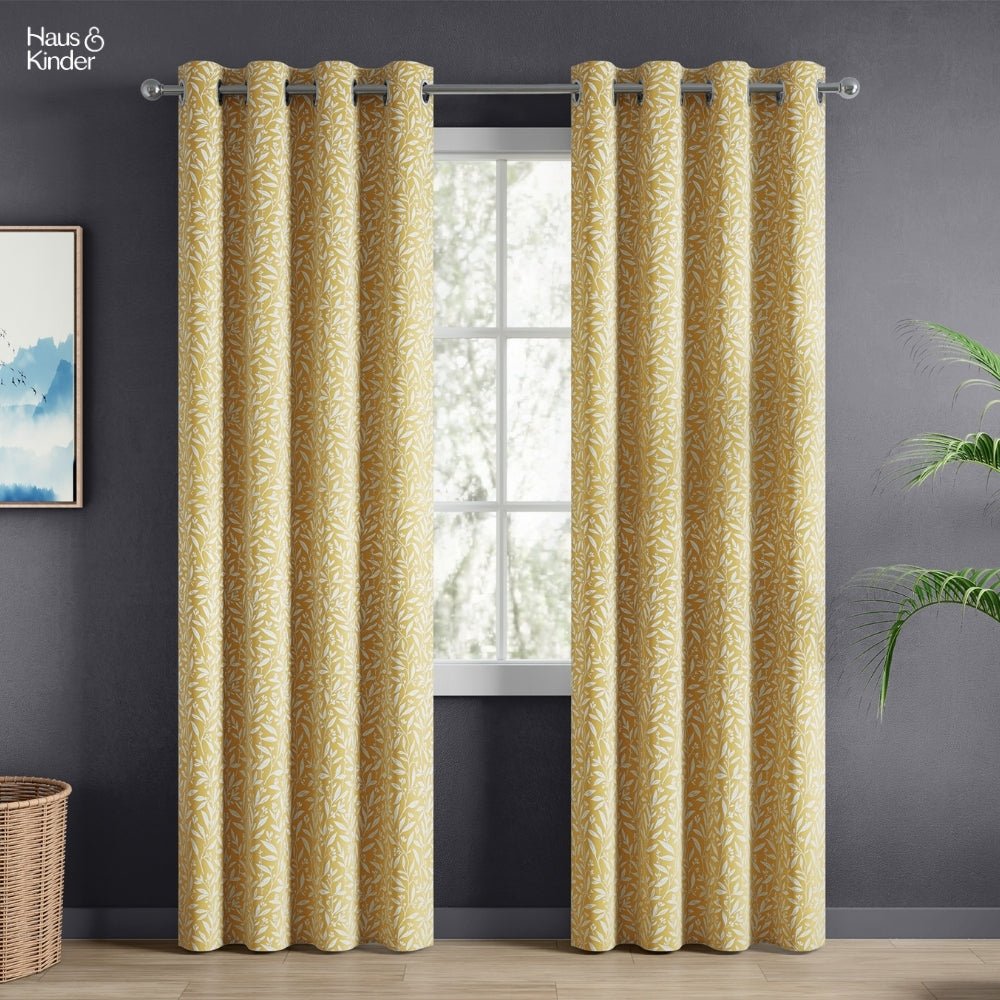 Poly Cotton Jacquard Curtains Lemon Vine Weave, Lemon - Jacquard Curtains | haus & kinder