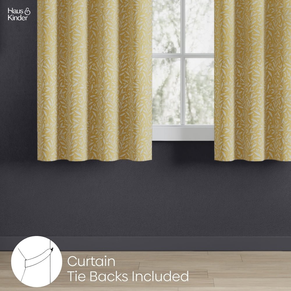 Poly Cotton Jacquard Curtains Lemon Vine Weave, Lemon - Jacquard Curtains | haus & kinder