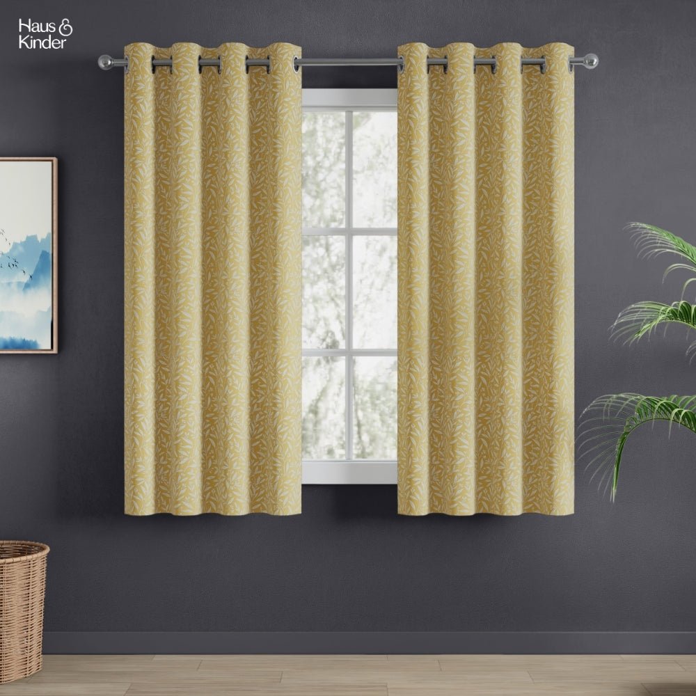 Poly Cotton Jacquard Curtains Lemon Vine Weave, Lemon - Jacquard Curtains | haus & kinder