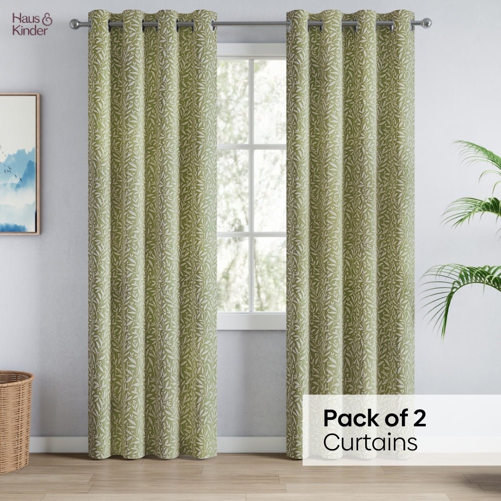 Poly Cotton Jacquard Curtains Olive Grove, Olive - Jacquard Curtains | haus & kinder