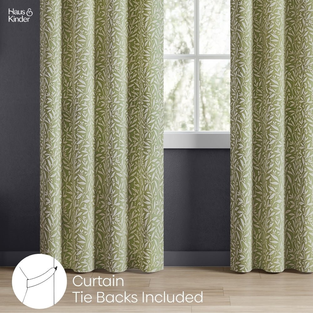 Poly Cotton Jacquard Curtains Olive Grove, Olive - Jacquard Curtains | haus & kinder