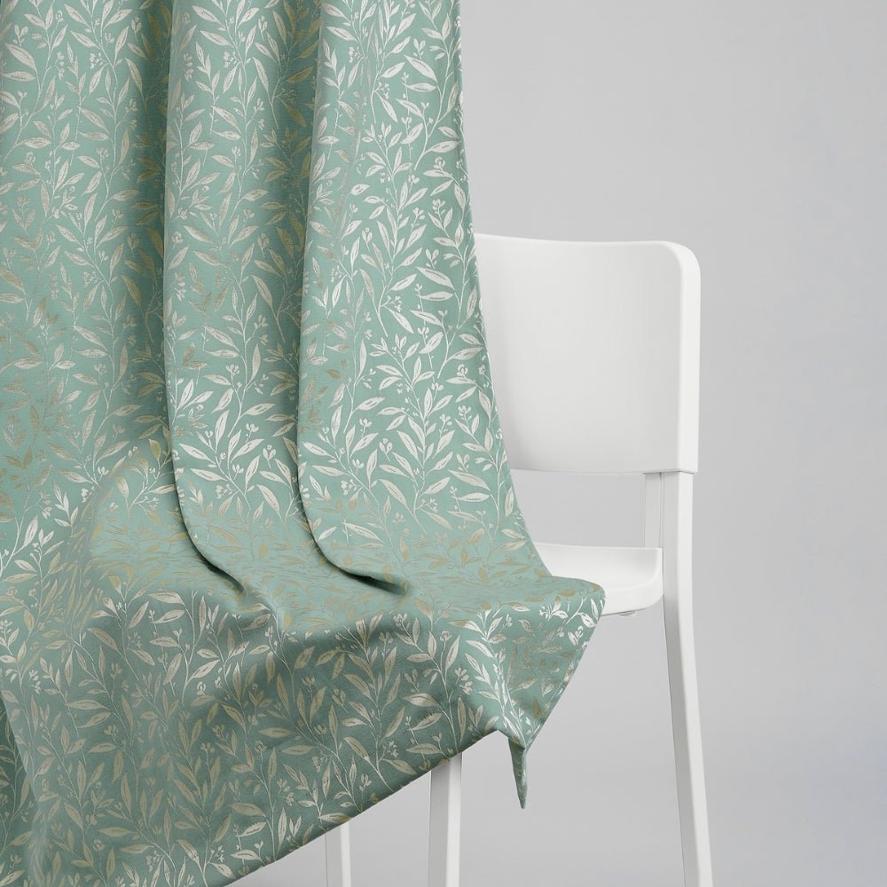 Poly Cotton Jacquard Curtains Silver Willow, Firozi - Jacquard Curtains | haus & kinder