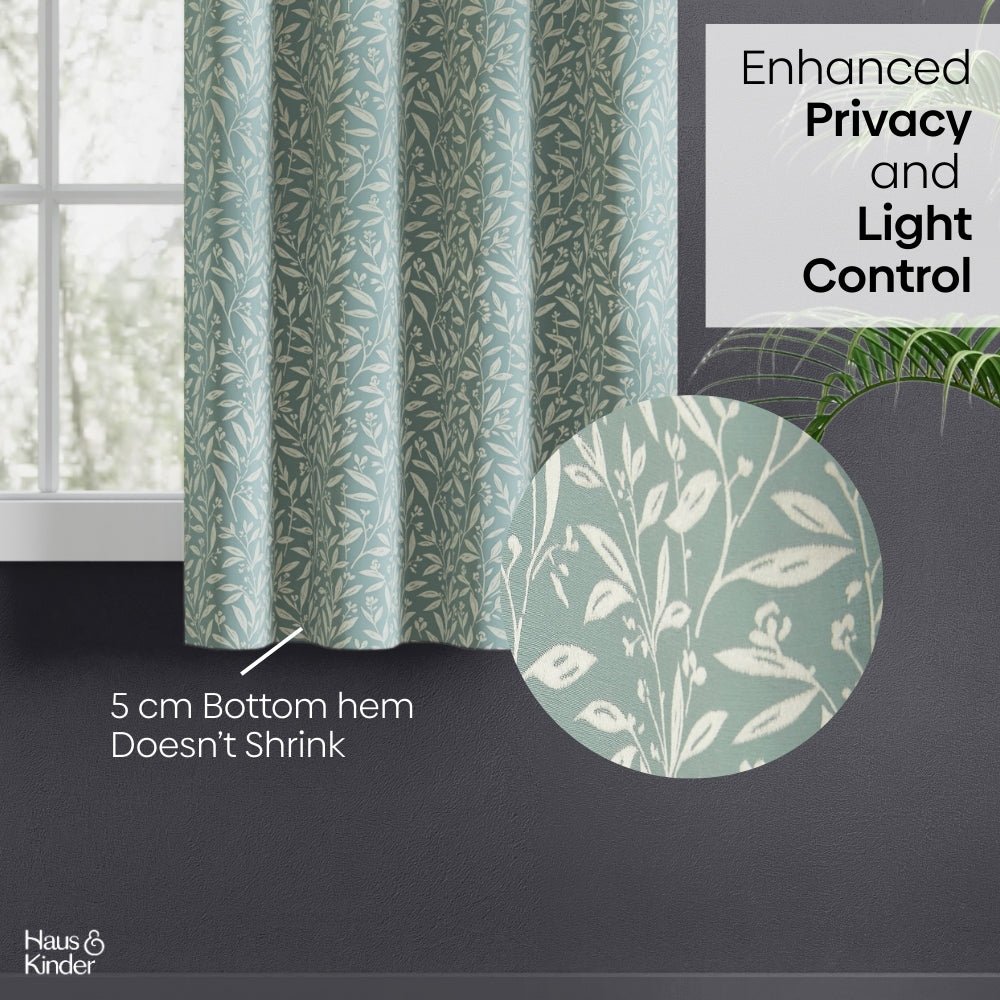 Poly Cotton Jacquard Curtains Silver Willow, Firozi - Jacquard Curtains | haus & kinder