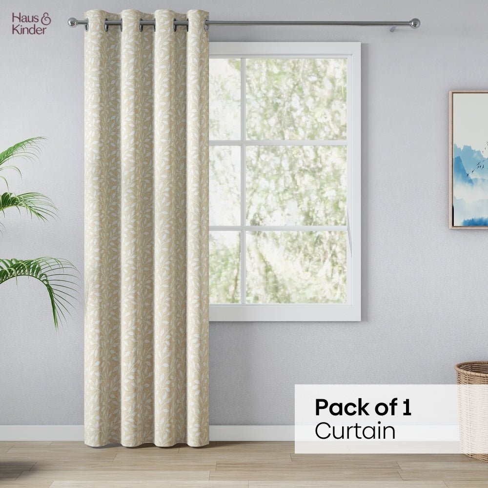 Polyester Jacquard Curtain Silken Branch, Fawn - Jacquard Curtains | haus & kinder