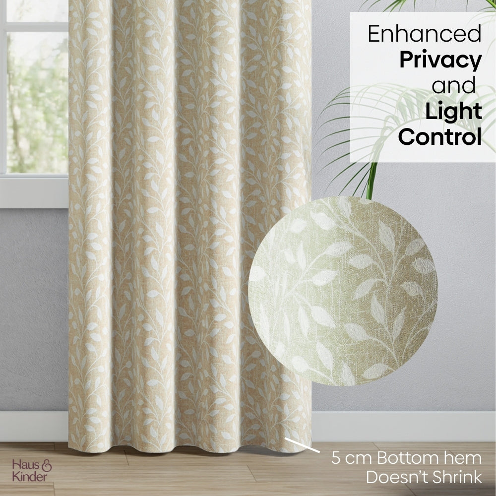 Polyester Jacquard Curtain Silken Branch, Fawn