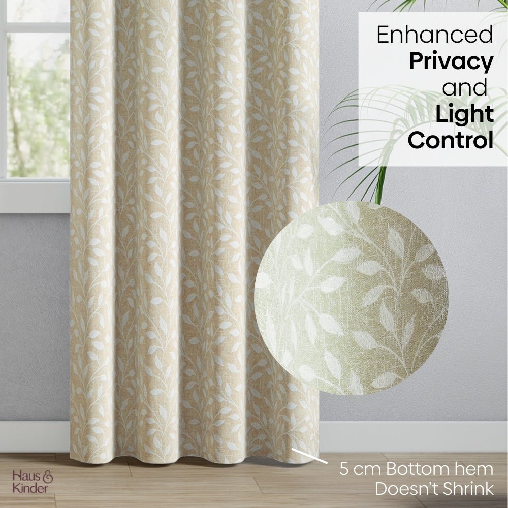 Polyester Jacquard Curtain Silken Branch, Fawn - Jacquard Curtains | haus & kinder