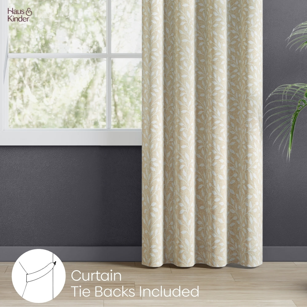 Polyester Jacquard Curtain Silken Branch, Fawn
