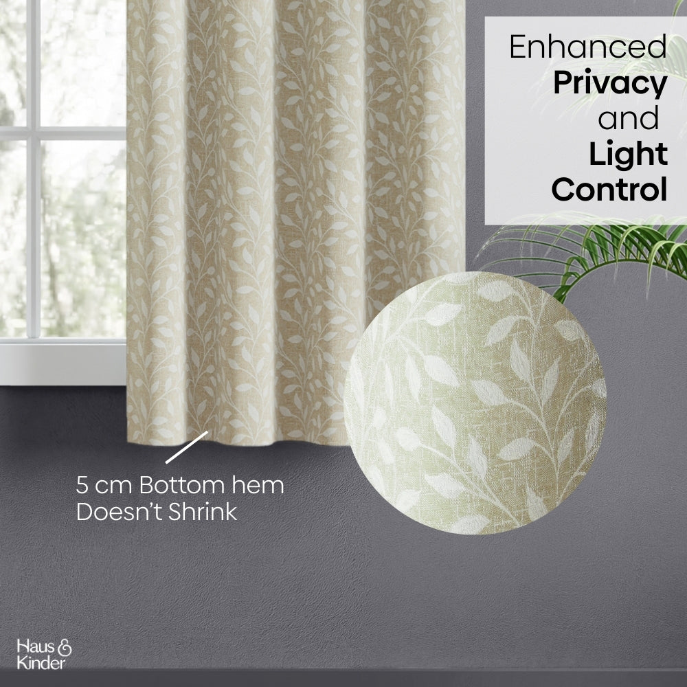 Polyester Jacquard Window Curtain Silken Branch, Fawn