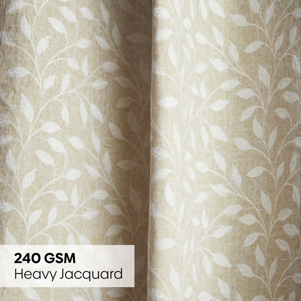 Polyester Jacquard Window Curtain Silken Branch, Fawn