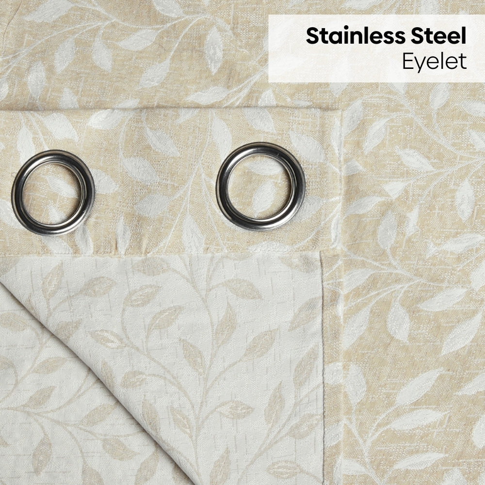 Polyester Jacquard Window Curtain Silken Branch, Fawn