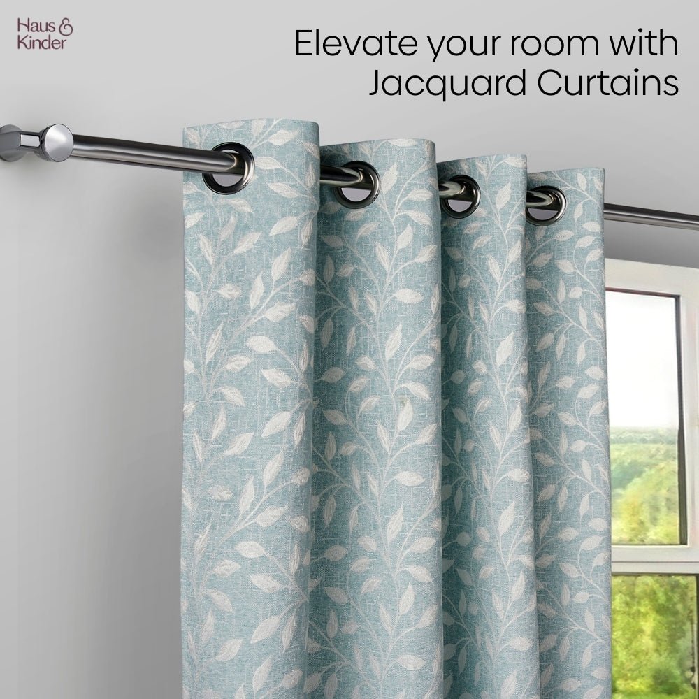 Polyester Jacquard Curtain Ocean Breeze, Aqua - Jacquard Curtains | haus & kinder