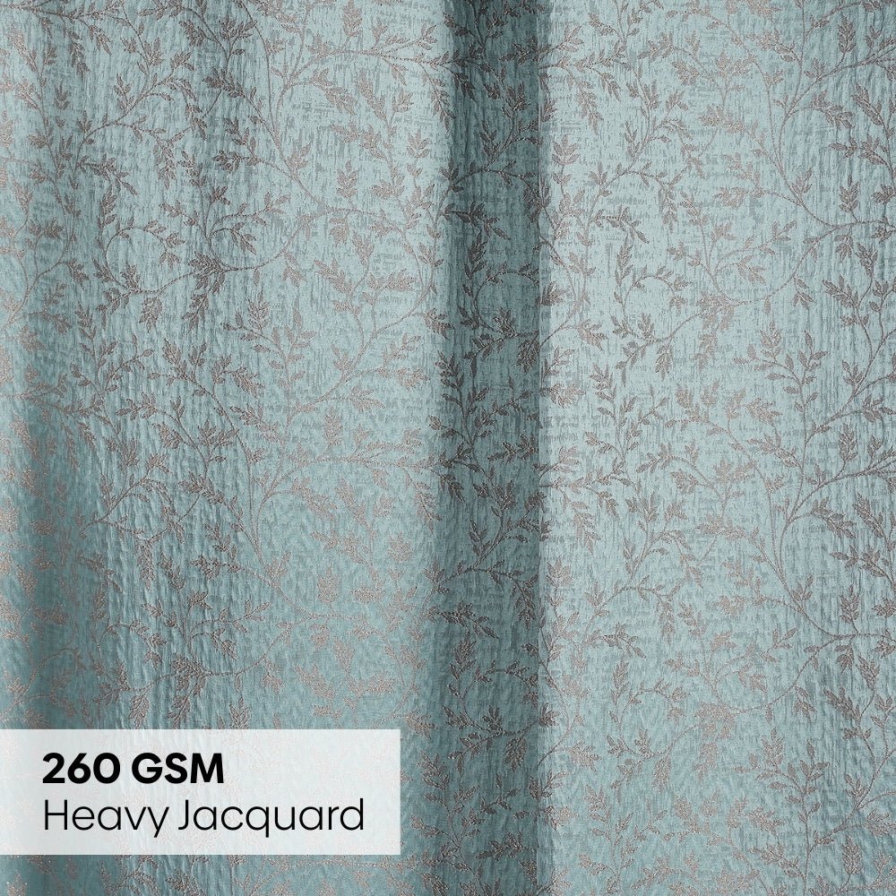 Polyester Jacquard Curtains Glittering Fern, Aqua - Jacquard Curtains | haus & kinder