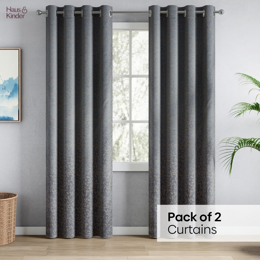 Polyester Jacquard Curtains Misty Fern Powder, Blue