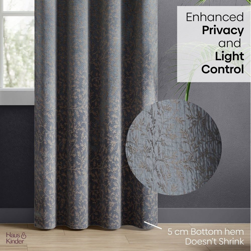 Polyester Jacquard Curtains Misty Fern Powder, Blue - Jacquard Curtains | haus & kinder