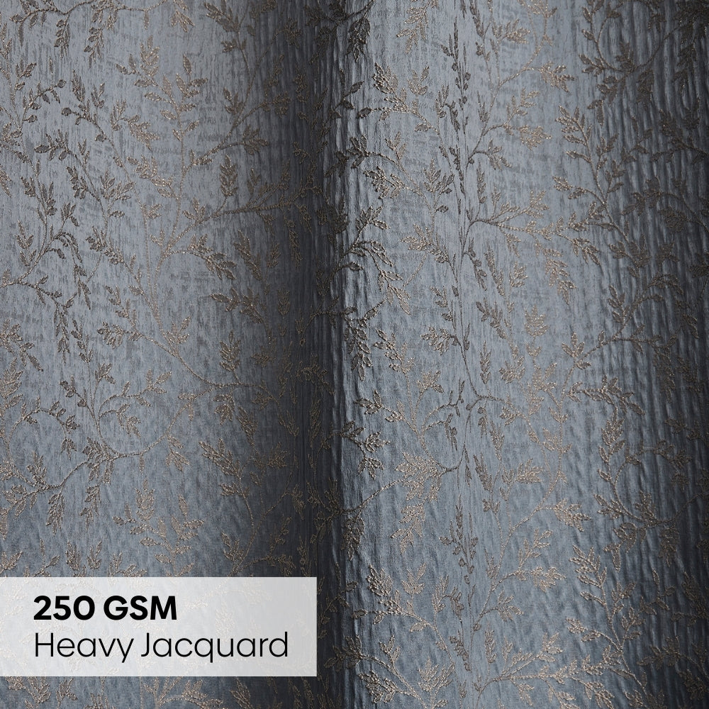Polyester Jacquard Curtains Misty Fern Powder, Blue