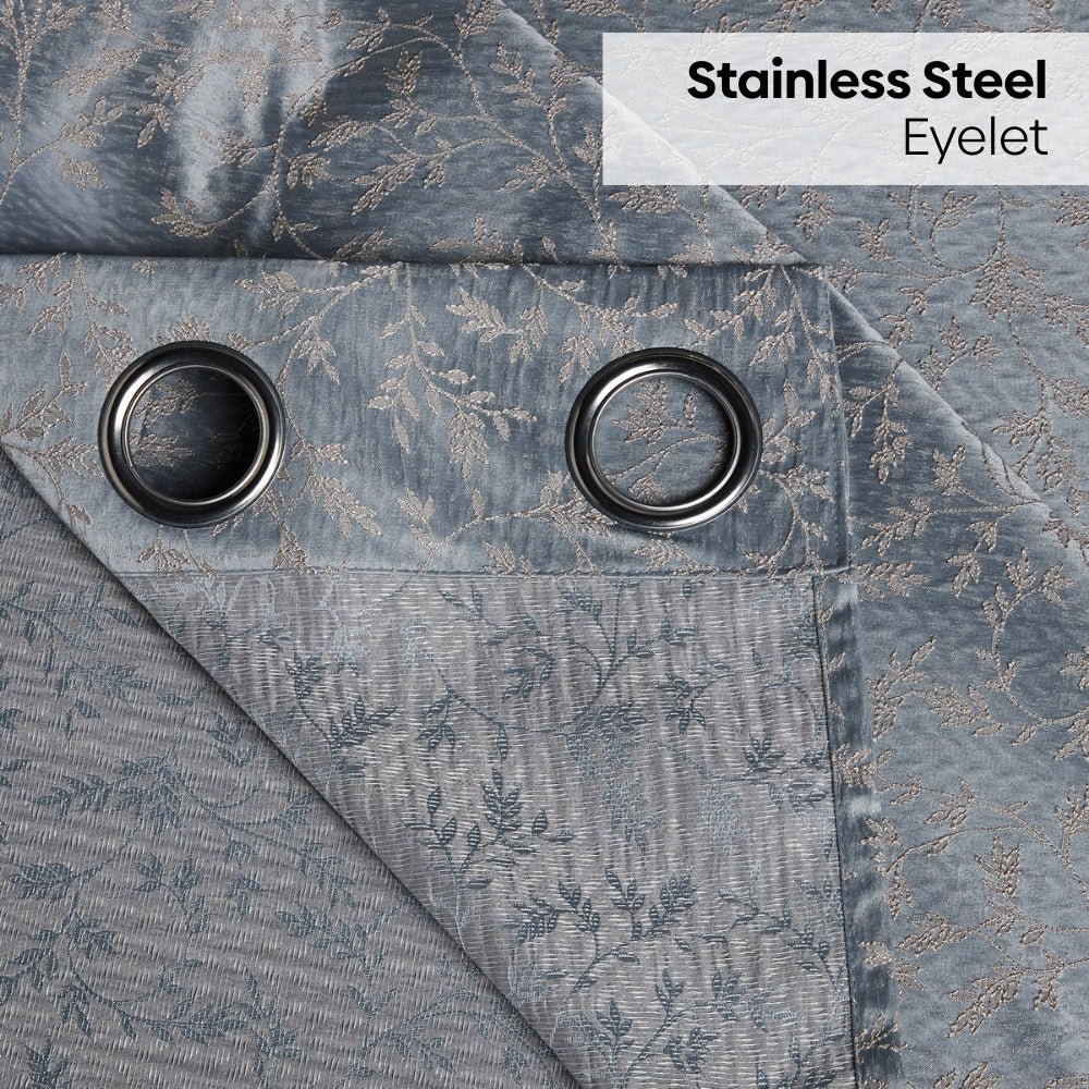 Polyester Jacquard Curtains Misty Fern Powder, Blue - Jacquard Curtains | haus & kinder