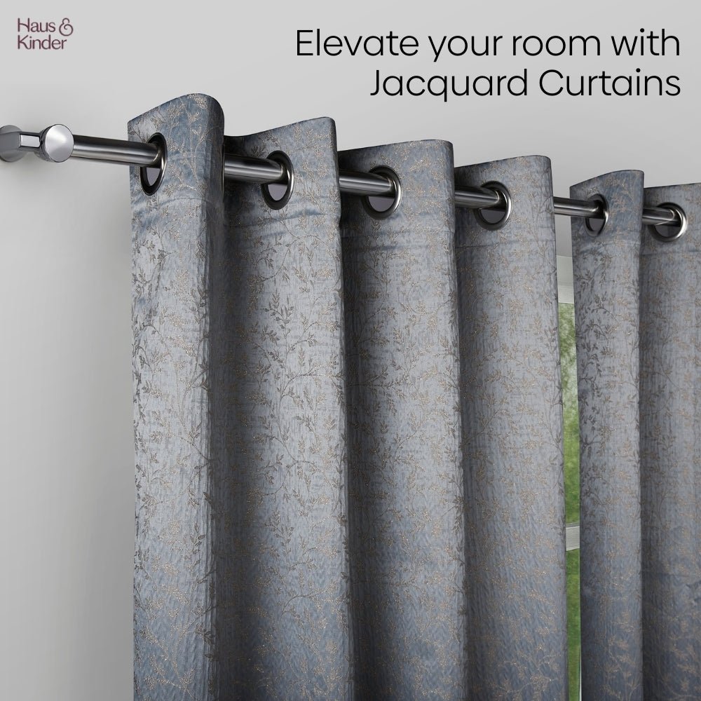 Polyester Jacquard Curtains Misty Fern Powder, Blue - Jacquard Curtains | haus & kinder
