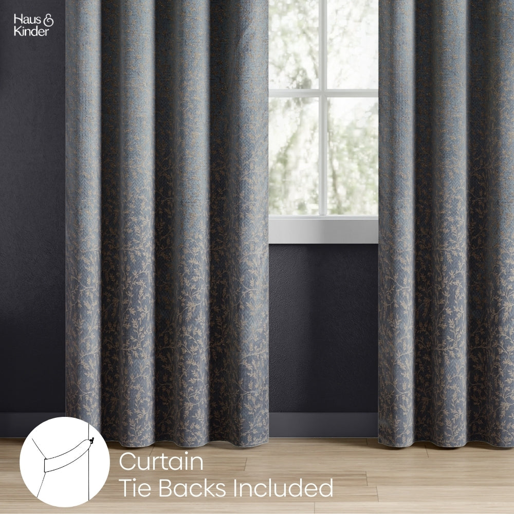 Polyester Jacquard Curtains Misty Fern Powder, Blue