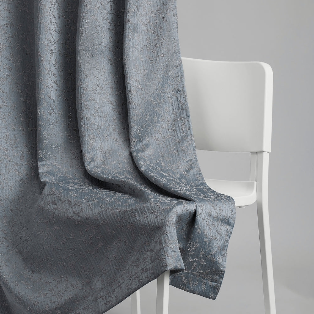 Polyester Jacquard Window Curtains Misty Fern Powder, Blue