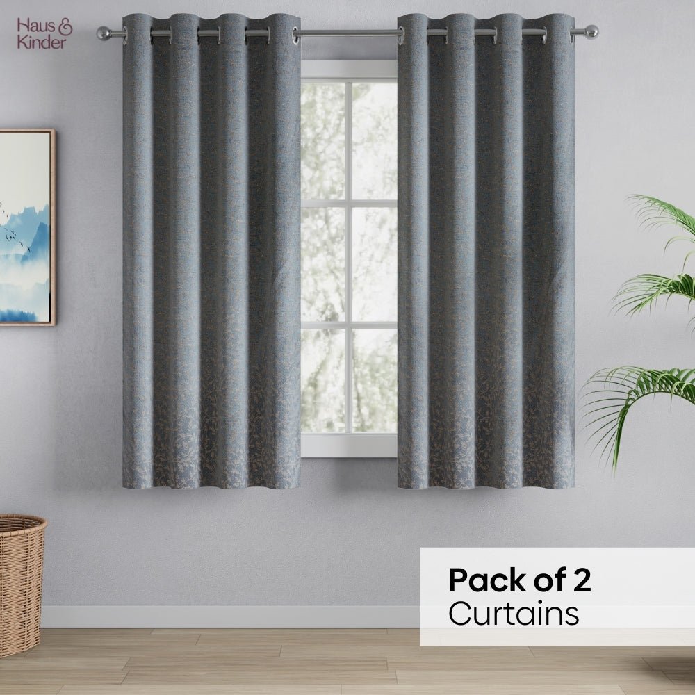 Polyester Jacquard Curtains Misty Fern Powder, Blue - Jacquard Curtains | haus & kinder