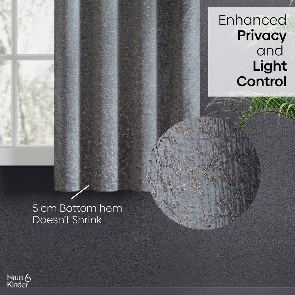 Polyester Jacquard Curtains Misty Fern Powder, Blue - Jacquard Curtains | haus & kinder