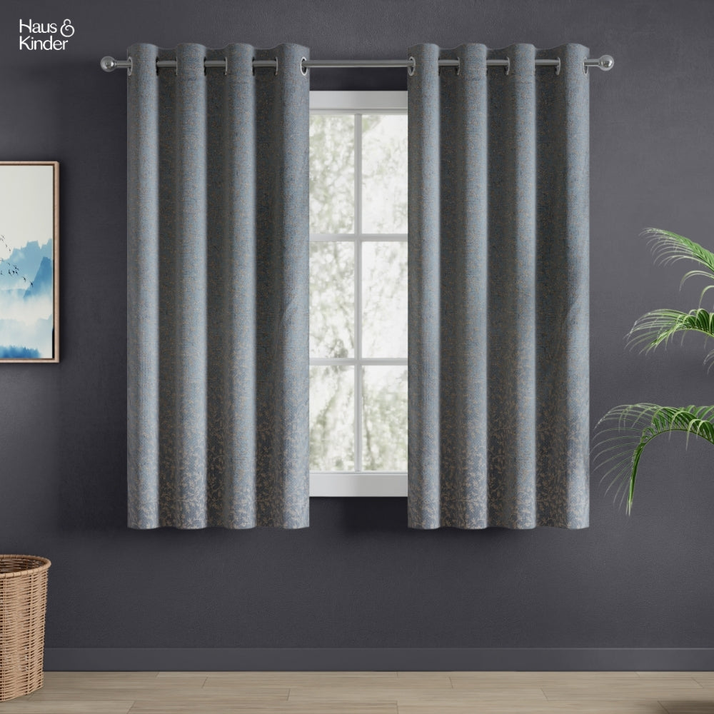 Polyester Jacquard Curtains Misty Fern Powder, Blue