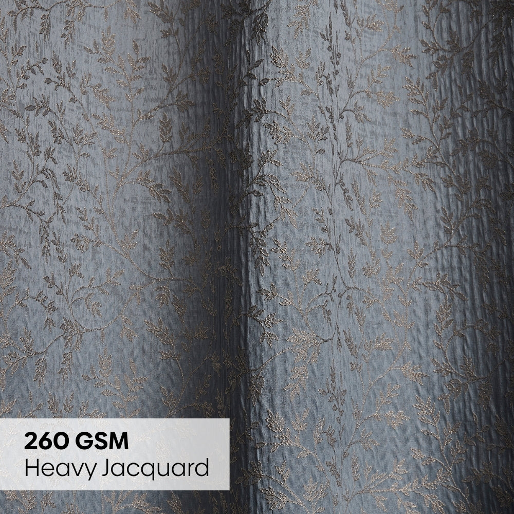 Polyester Jacquard Window Curtains Misty Fern Powder, Blue
